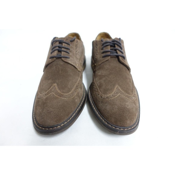 VIONIC Men Dress Shoes Bruno Wingtip Size 9.5 M Brown Suede Derby Oxfords - Picture 2 of 10
